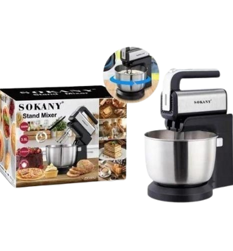 Stand Mixer.  Sokany Quality Kitchen Stand Mixer With Stainless Steel 3.5L Bowl Egg Whisk, Dough Hook, Flat Beater image