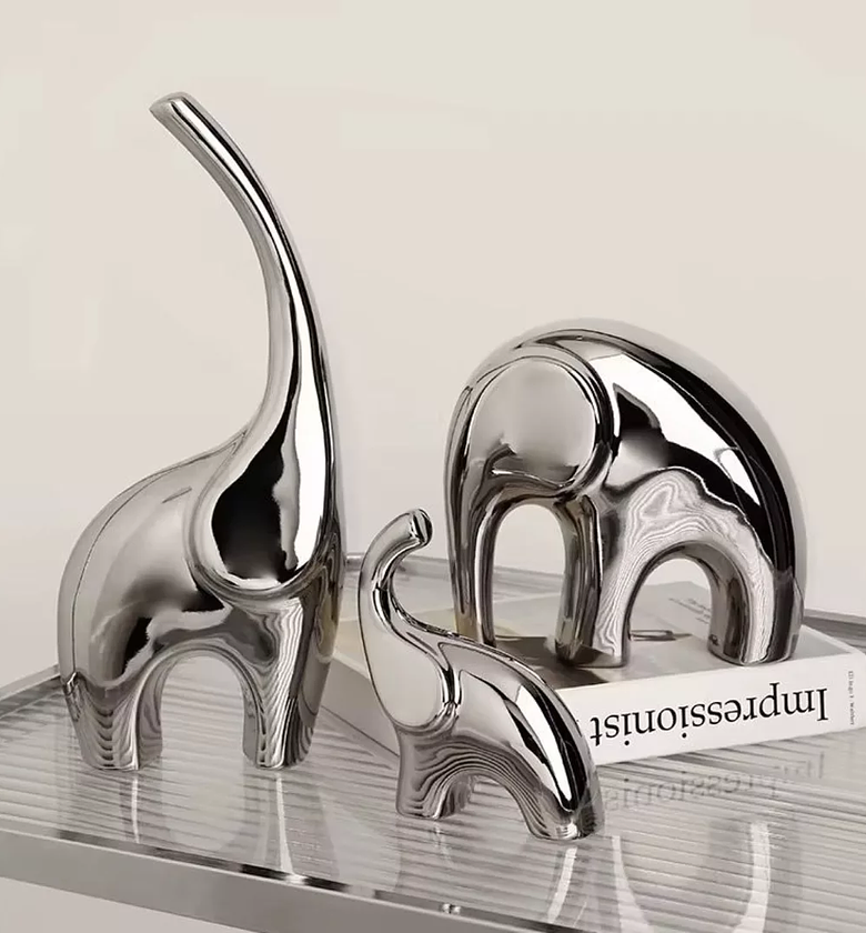 Luxury 3-Piece Silver Elephant Home Décor Set image