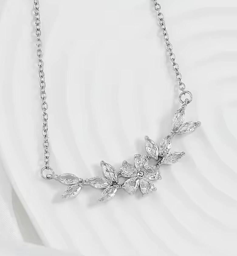Whispering Bloom Crystal Bar Necklace image