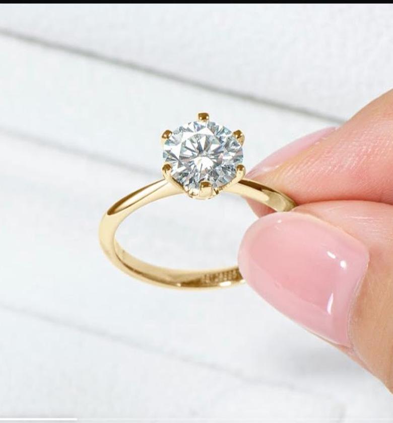 Gold plated stainless steel, cubic zirconia engagement ring  image