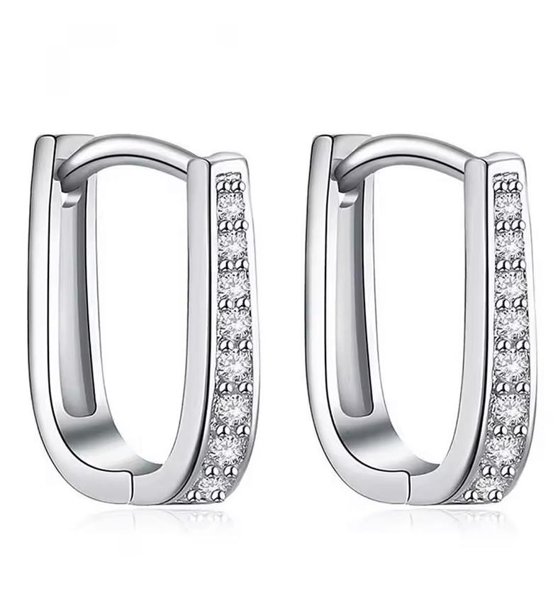 Dazzling Pavé Silver Huggie Hoops image