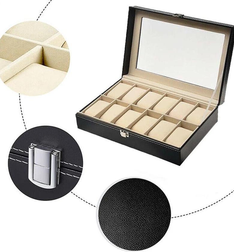 12 Slots Leather Watch Case Storage Box  image