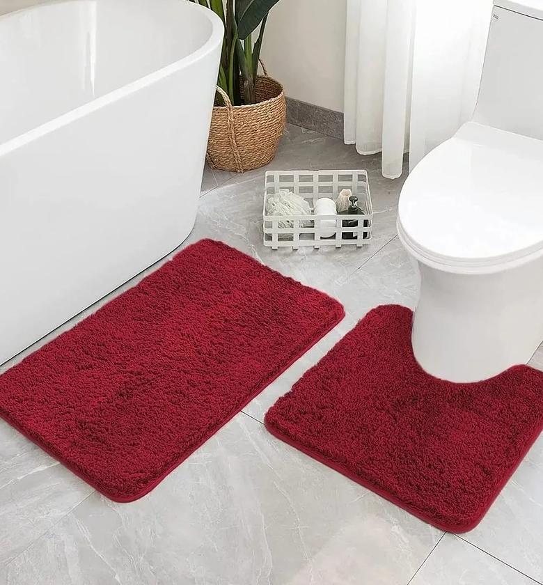 2pcs Ultra-Soft Plush Bath Mat Set. image