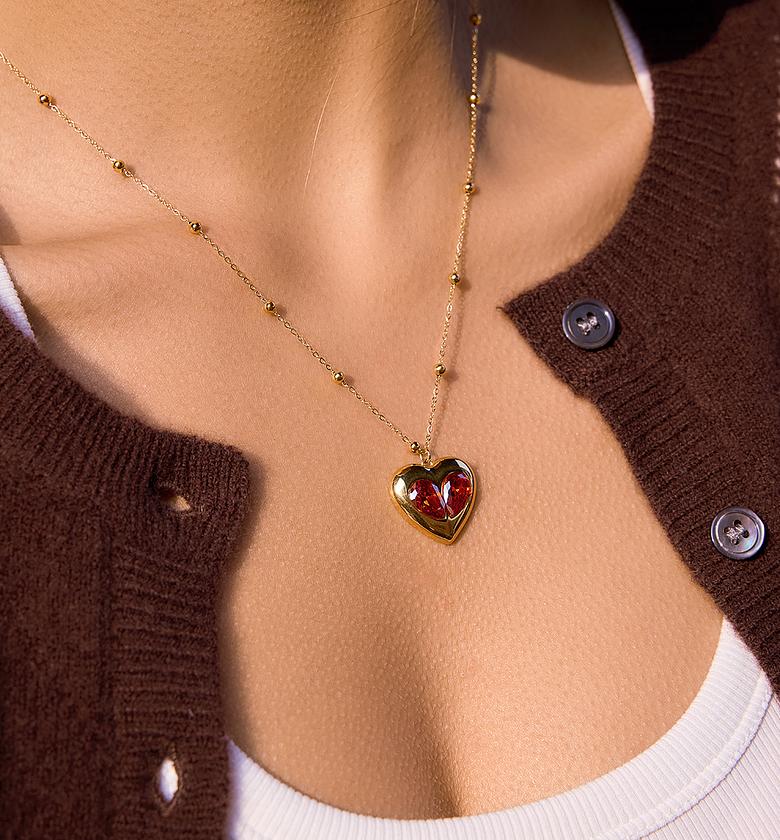 Citrine Heart Pendant Necklace image