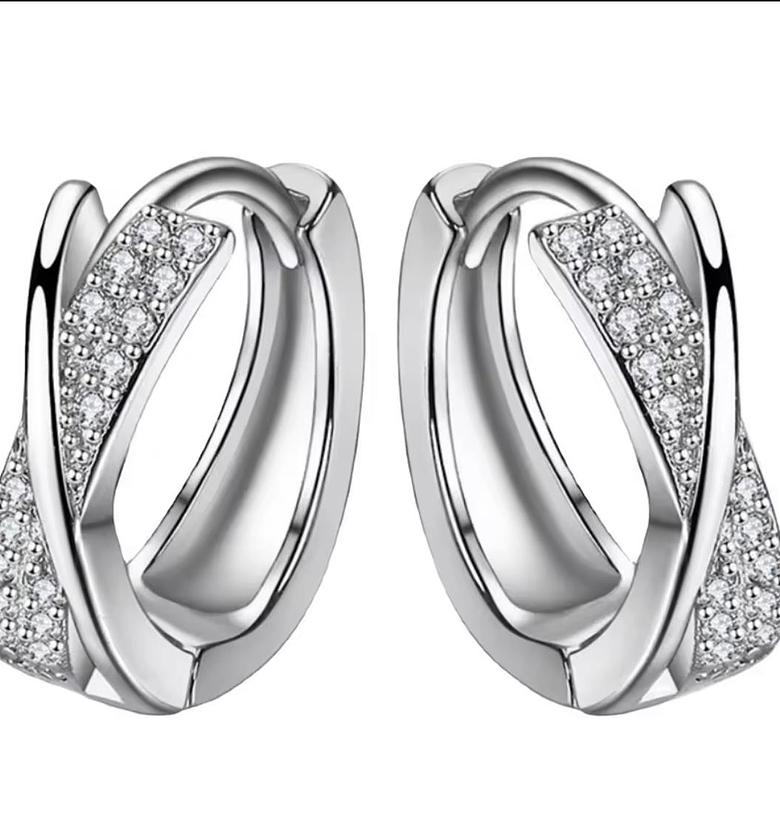 Sleek Silver Orbit Huggie Hoops image