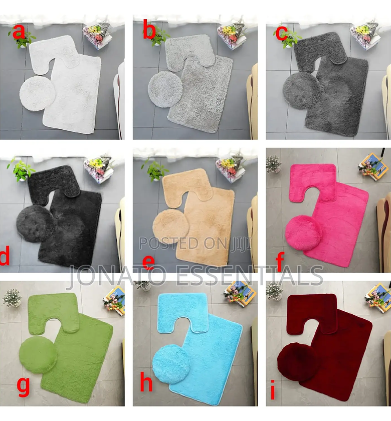 3pc Fluffy Toilet Seat Cover and Mats or Rugs image