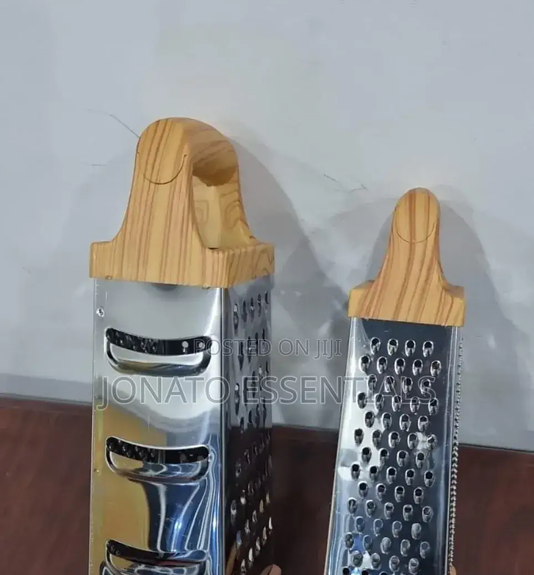 4-Sided Stainless Steel Box Grater Set With Wooden Handles image