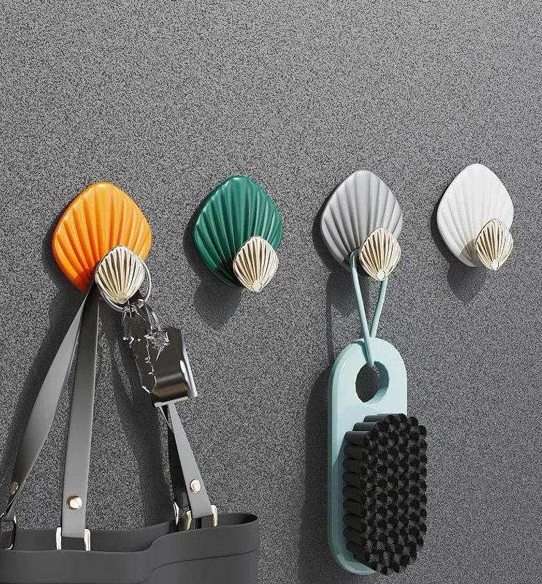 4pc Shell Shaped Wall Hanging Hooks image