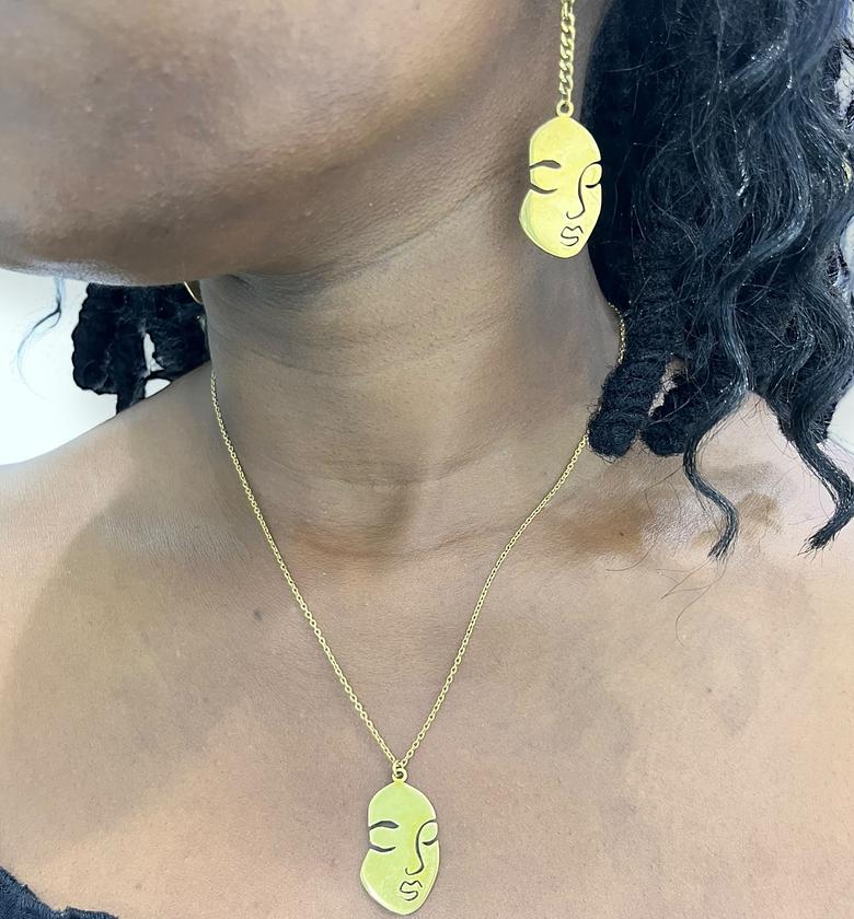 Face Brass Jewelry Set image