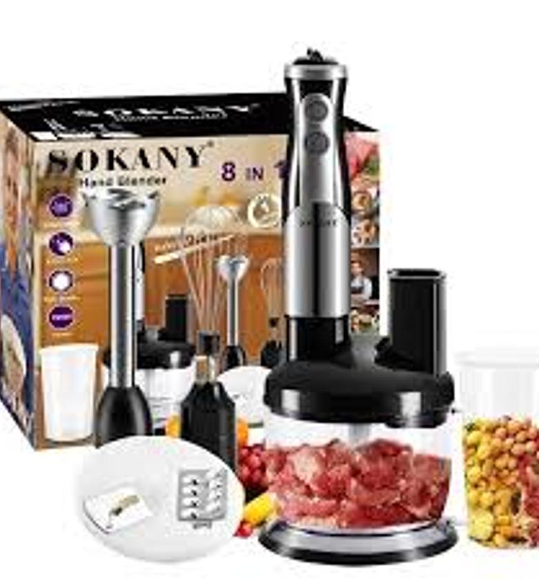 Sokany 8-in-1 Multifunction Electric Household Blender Food Juice Maker Meat Grinder Egg Beater Vegetable Stand Hand Blender For Kitchen image