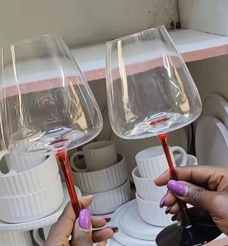 Long stem wine glasses. image