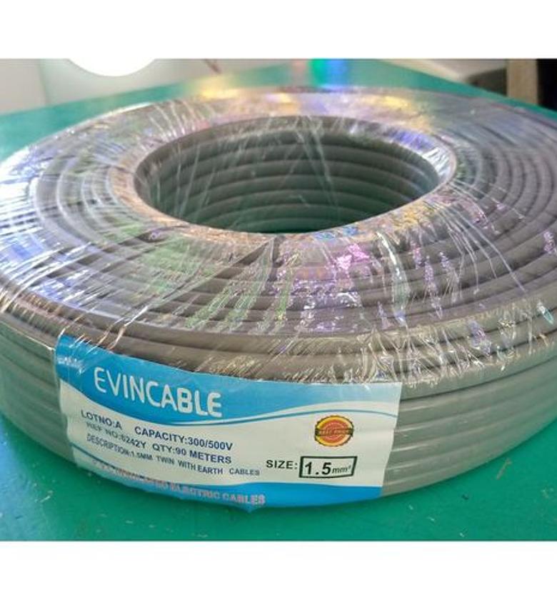 Evin 1.5 Twin Cable + Earth Flat Power Electrical Cable 90m image