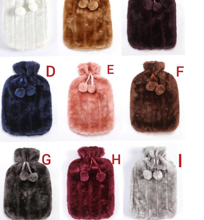WATER BOTTLE. Hot water bottles with faux fleece cover image