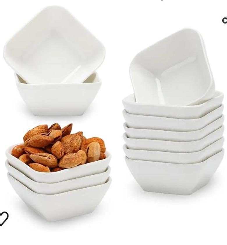 Double square ceramic soup bowls image