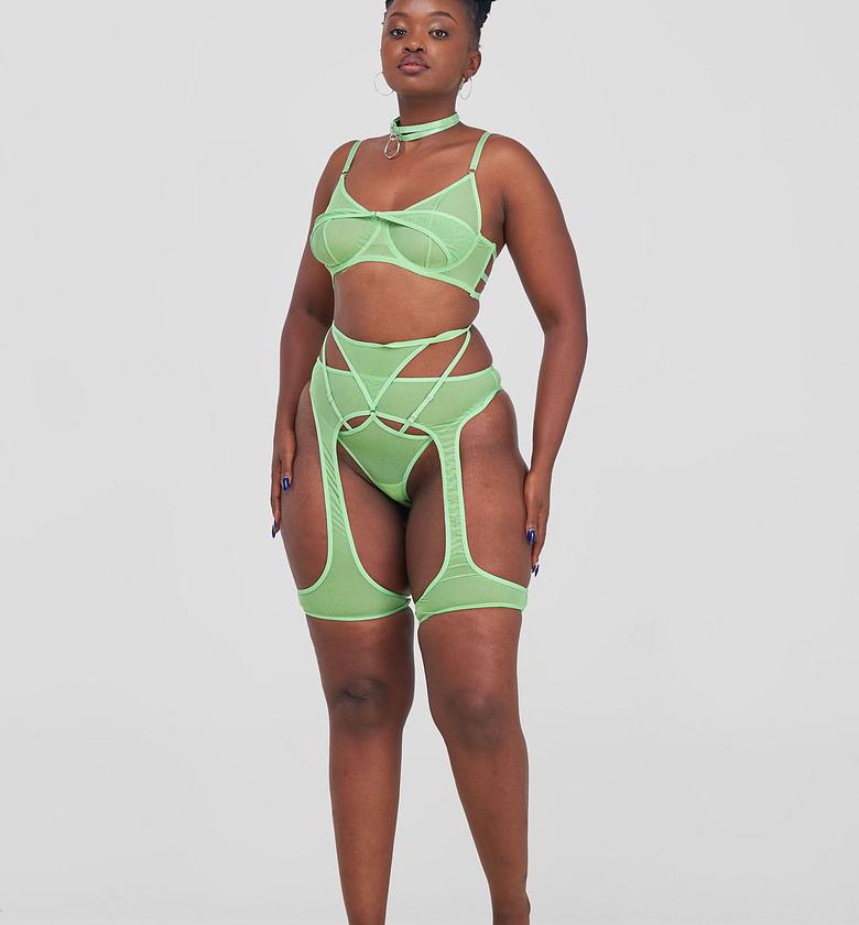 Posh Lingerie & More-Erotic Strappy Lingerie Set Green image
