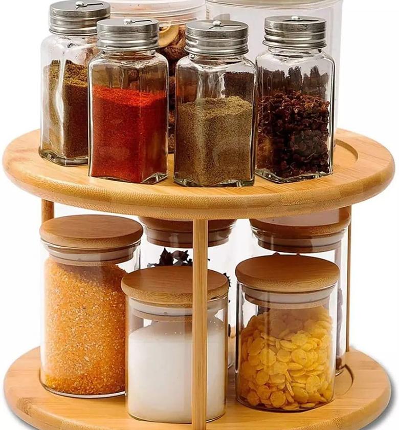 Bamboo rotating spice rack/Lazy Susan image