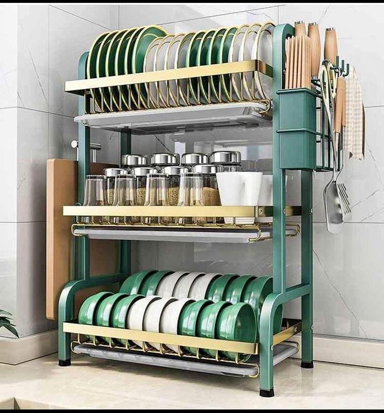 Dish rack 3 layer advanced new model with cutlery holder & Chop Board Holder image