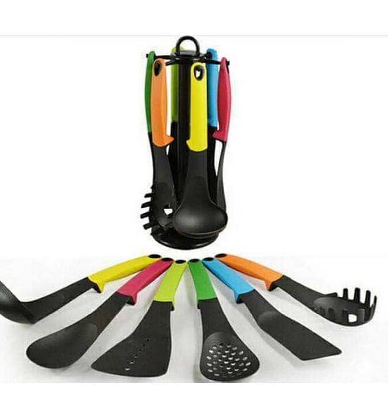 Heavy-Duty Non-Stick Silicone Spoon Set with Stand image
