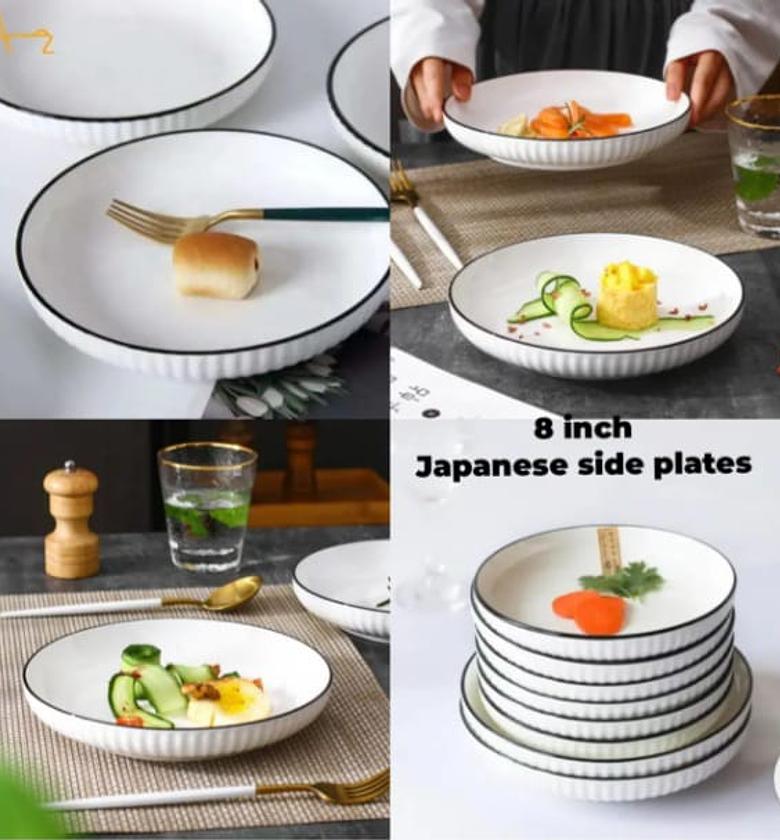 Japanese Beautiful white dinner plates, set of 6 pcs image