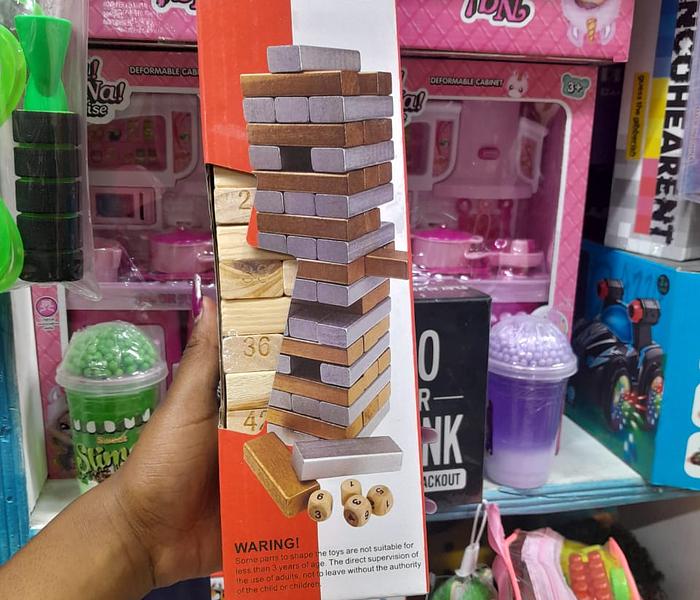 54PCS/Set Wooden Tower Building Blocks Toy Game Children Toys image