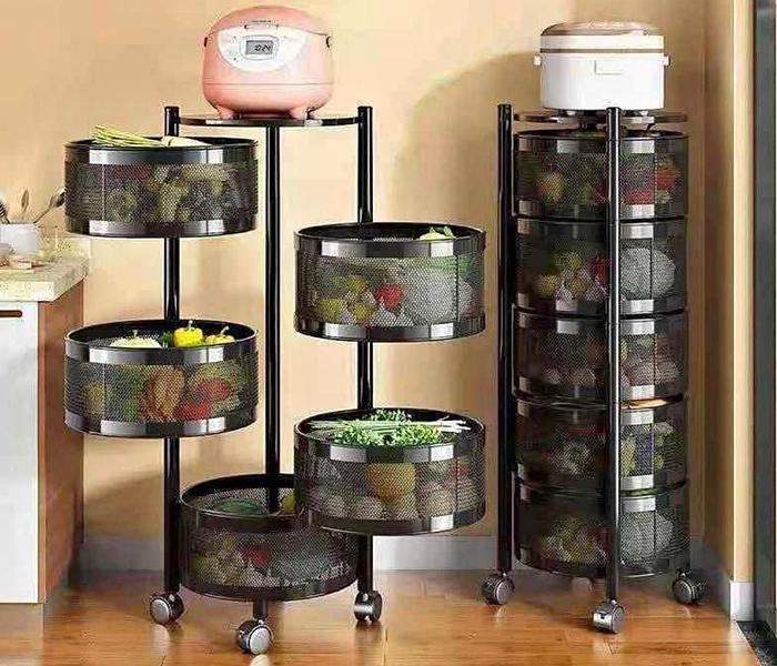 5 Tier Round Fruit Rack with wheels image