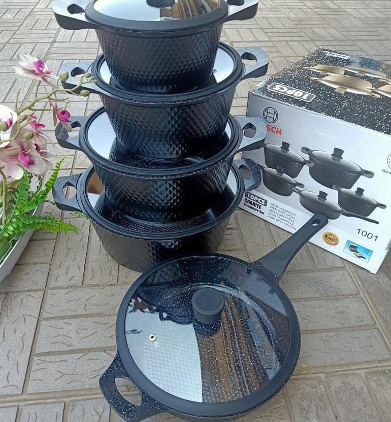 Bosch 11 PCS Granite Cookware Set with Silicone Lid Non Stick Cooking Pots image