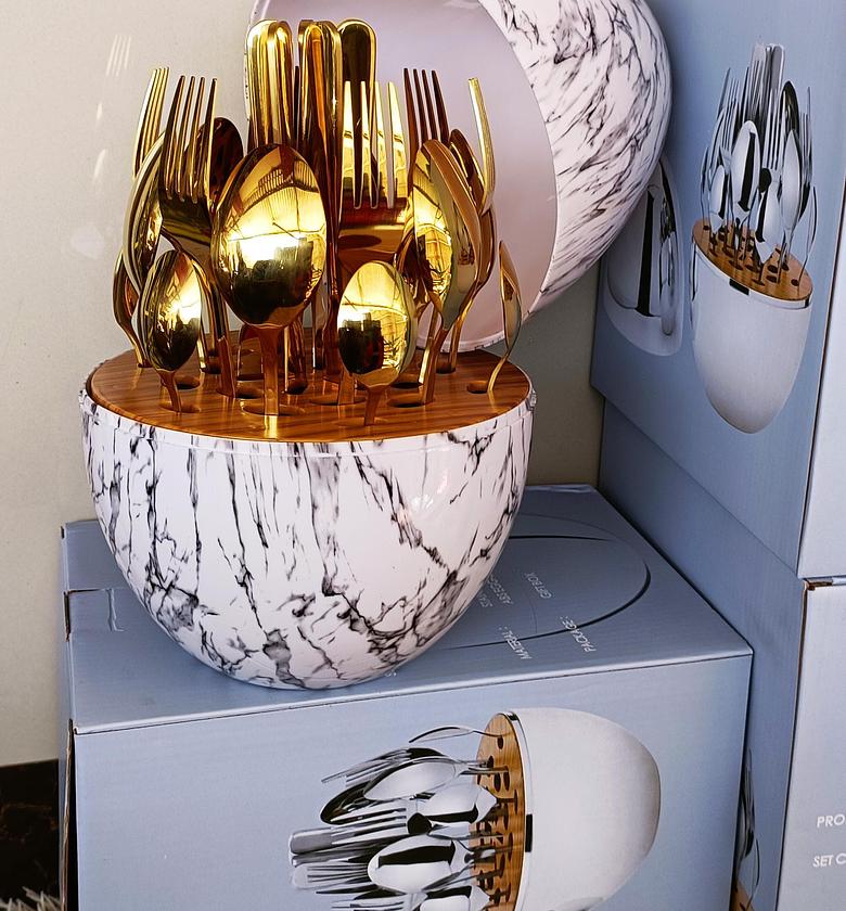 Golden Spoon 24pc Executive Egg-Shaped Cutlery Set Gold  image