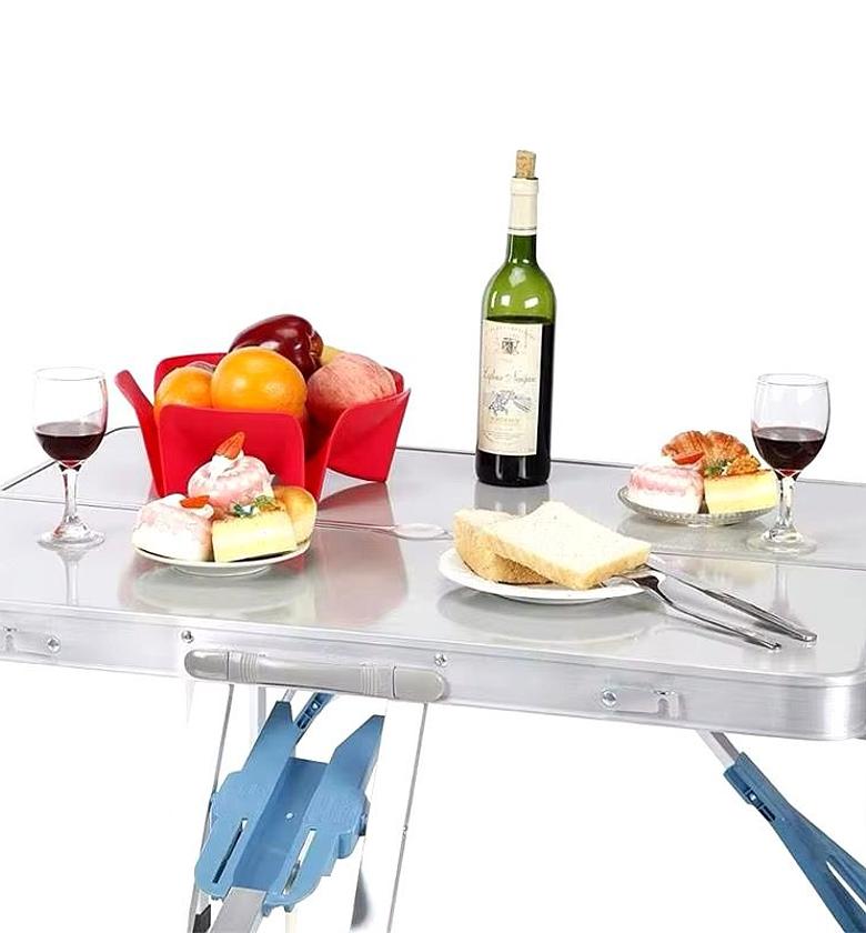 Folding Adjustable Aluminum Alloy Lightweight Outdoor Portable Picnic Camping Chair And Table Set With 4 Seats image