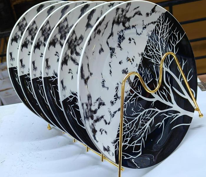 6 Black Ceramic Tree Plates image