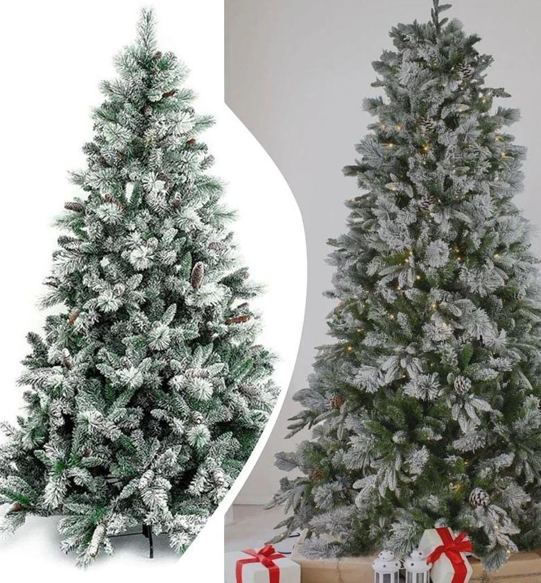 PREMIUM PINE SNOW FLOCKED TREE. image