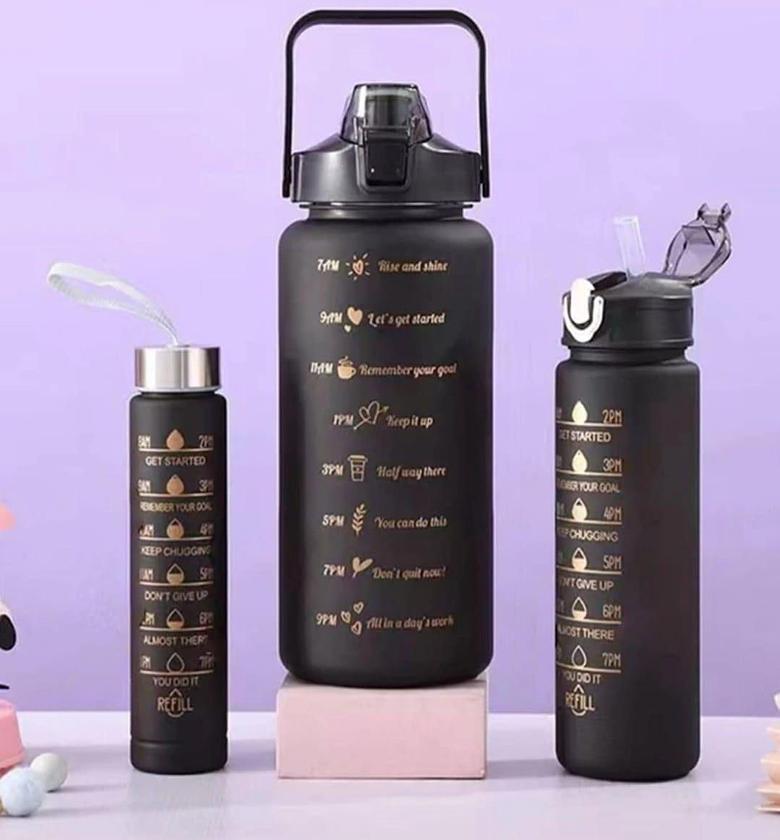 Kip Fit 3-in-1 Set Water Bottle Motivational Sports Leakproof Bottle  image