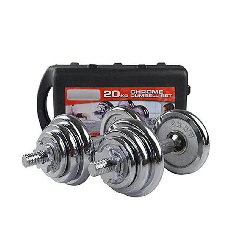 20KG Antislip & Adjustable Chrome Dumbell with Case for Home/Gym Workouts/ Exercises/Strength Training image
