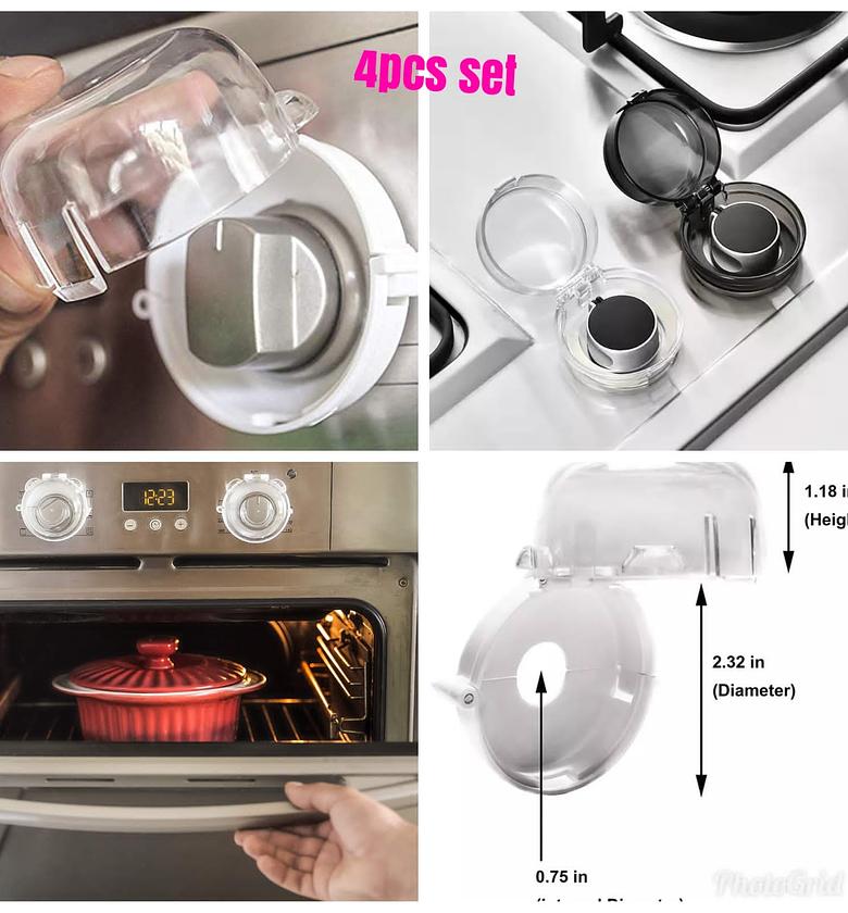 GAS KNOB COVERS. 4pc set gas knob covers clear image