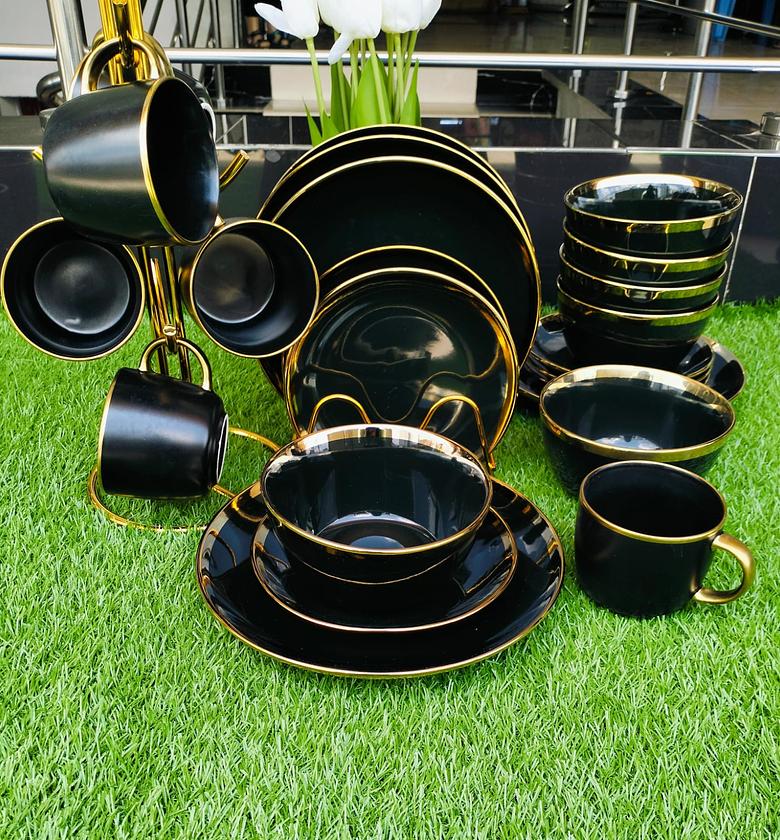 24pcs black dinner set image