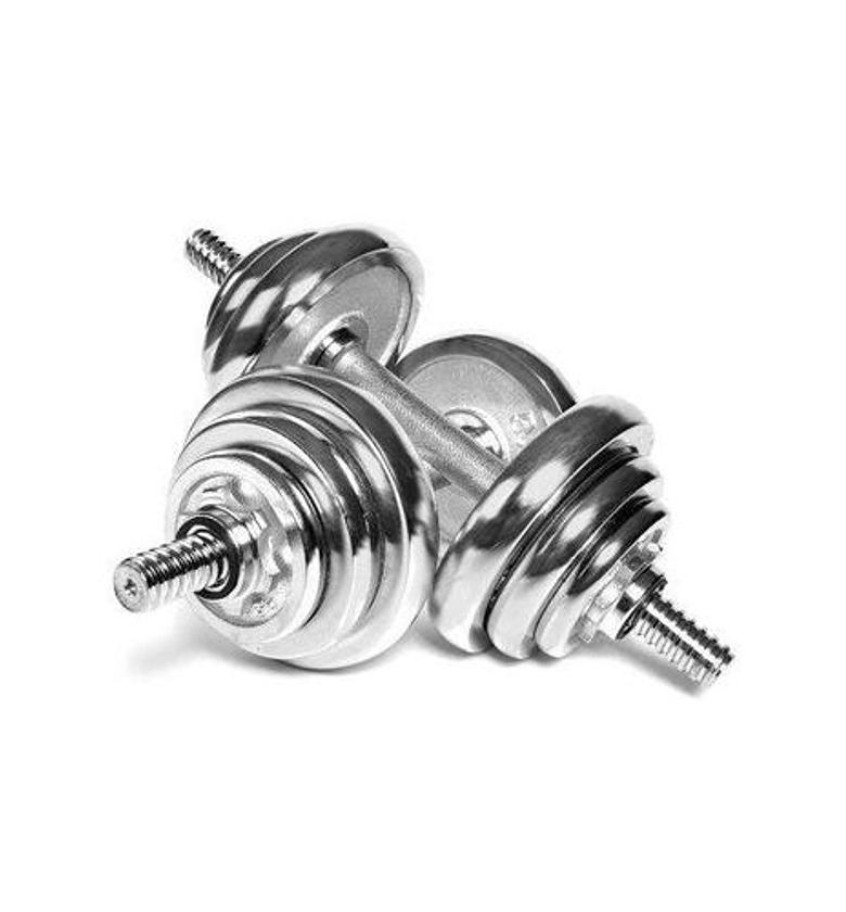 10kg Fitness Dumbbells Barbell Set, Adjustable Chromed Weights for Home Gym Work Out Training image