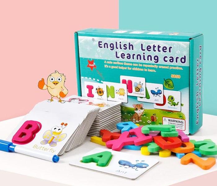 Wooden Letter Practice Card Matching Game Puzzle English Spelling Words image