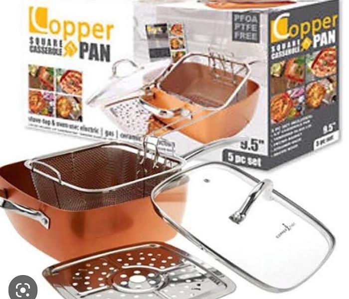 Long Handle Copper Pan deep square image