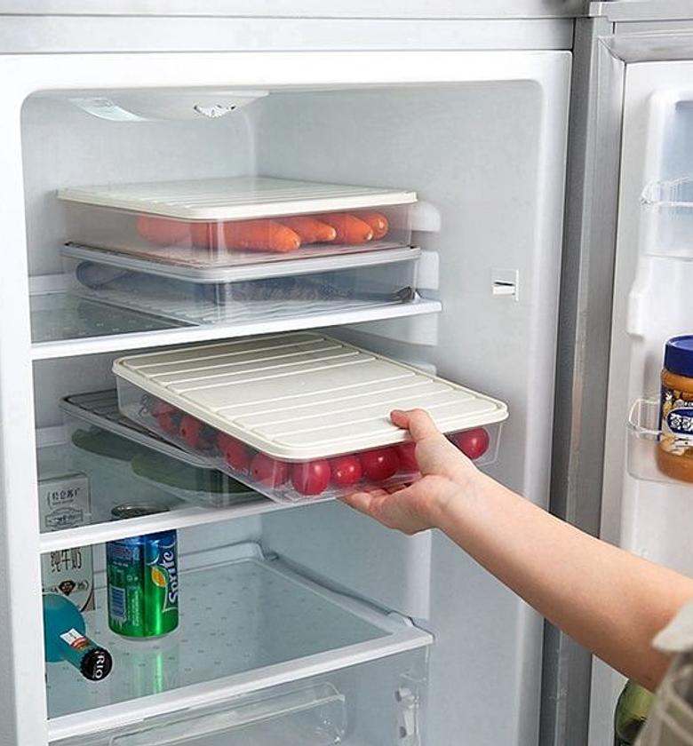 Pack refrigerator organizer bins,food storage container with lids for fruit, vegetables, bacon meat cheese keeper marinade tray, stackable freezer storage containers 23cm*28cm image