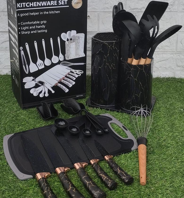 Silicone Spoon Set  25-Piece Marble Design, Heat Resistant, Non-Stick, BPA-Free image