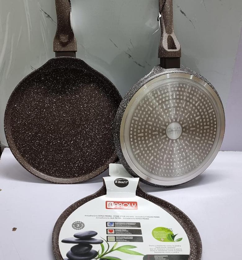 High quality heavy granite 28cm chapati /creep pan now available in coffee brown colour image