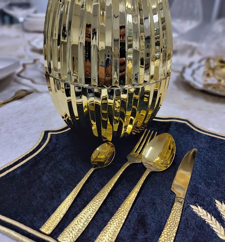 Golden egg shape flatware 24 pcs stainless steel image