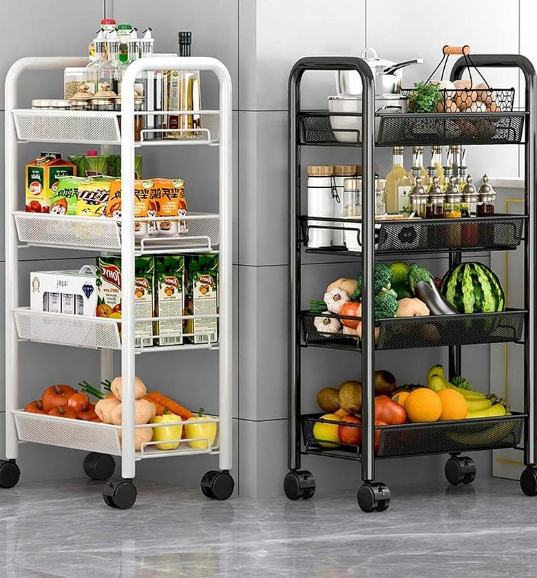 4 Layer multifunctional mesh design storage trolley  image