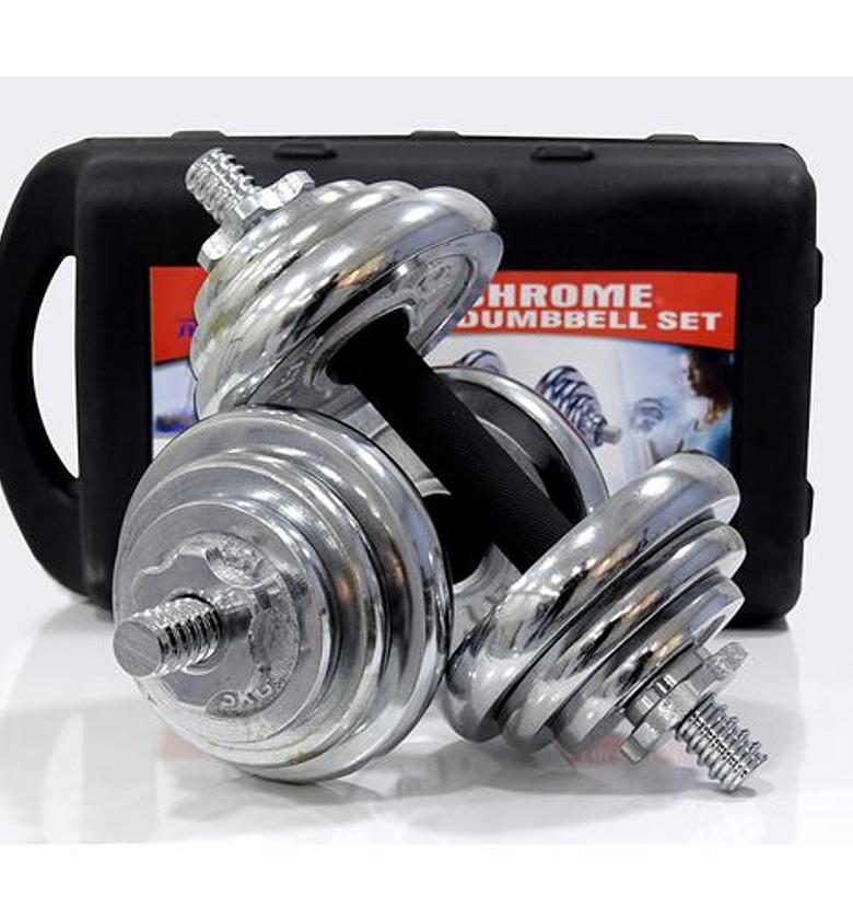 10kg ‎Adjustable Chrome Dumbbell Set With Carry Case image