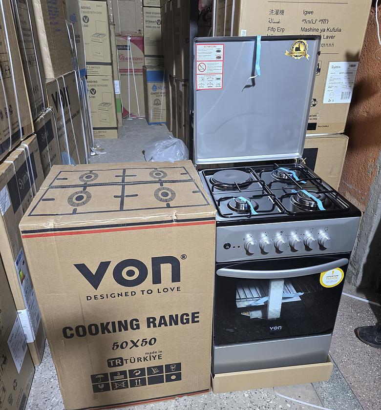 VON 50cmx 50cm, 3 Gas+1 Electric Free Standing Cooker plus Electric Oven plus free pipe and regulator image