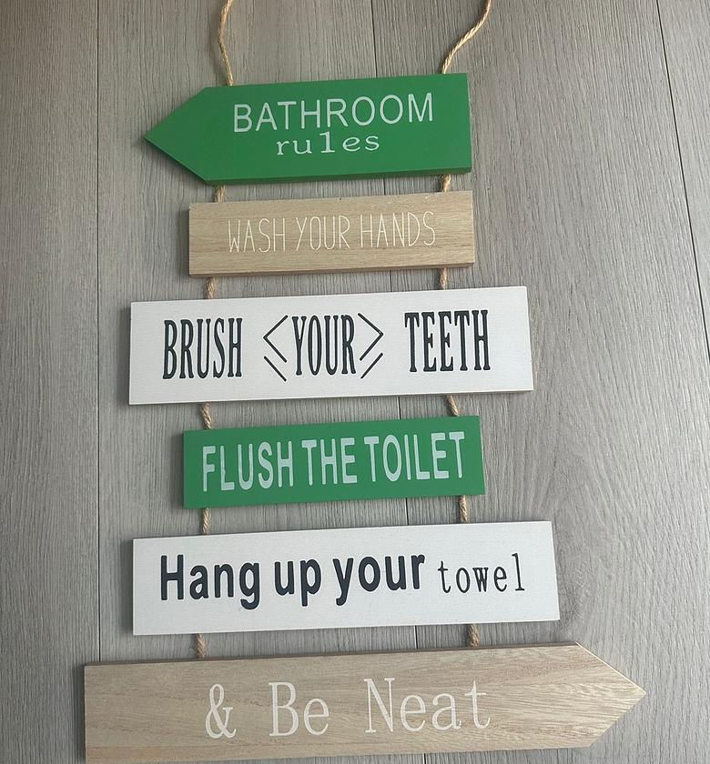 Hanging board wooden house rules ✅ material -wooden image