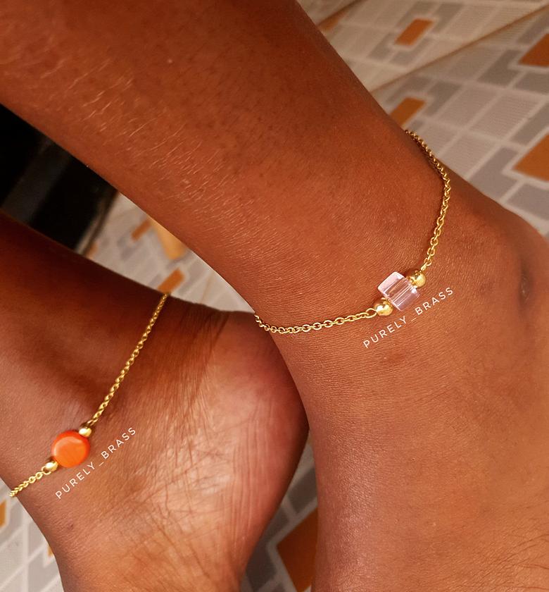 Beautiful single layered Brass Anklets image