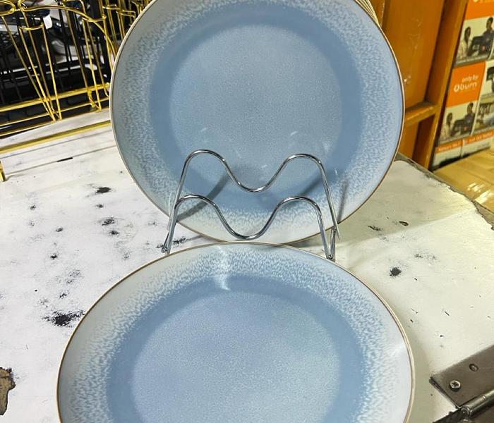 6 pcs ceramic diner plates blue 10.5 inch image