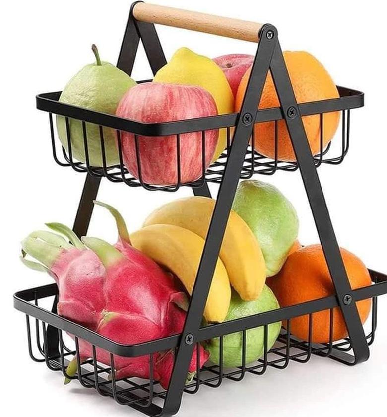 Metallic 2 layer (2 tier) Multifunctional organizer / fruit rack. image