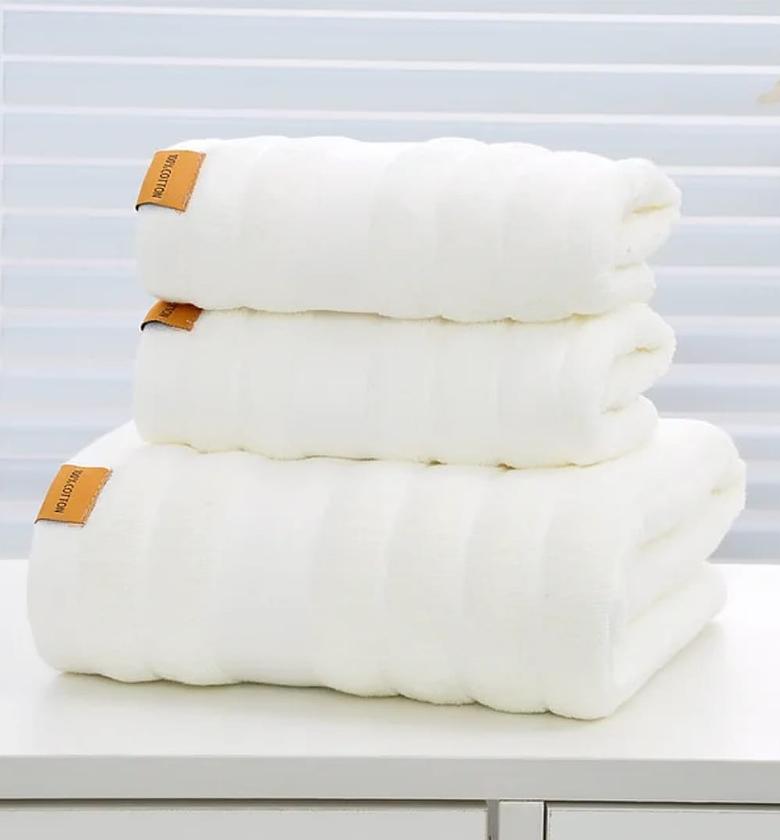 3pc Set Premium Towel Set, High Quality Cotton Soft Large*  *premium Quality Solid Color Face Hand Hair Towels image