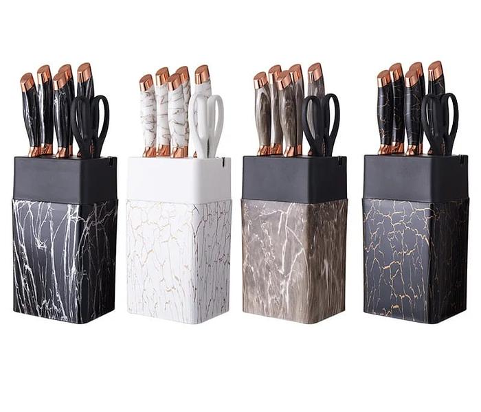 7Pc Marble Kitchen Knife Set+Knife Storage BlockNon image